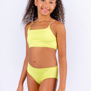 Biquíni Infantil Proteção UV 50+ Verde Maçã com Alcinhas Coloridas - Salamina Kids
