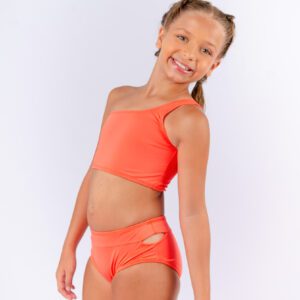 Biquíni Infantil de Um Ombro Só Proteção UV 50+ Laranja - Salaminakids